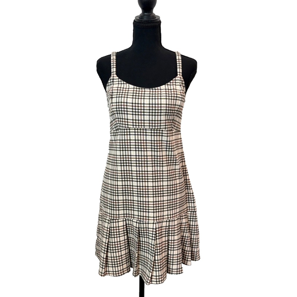 Hollister Plaid Mini Dress Y2K 90s Pleated Women's M Preppy Academia Grunge